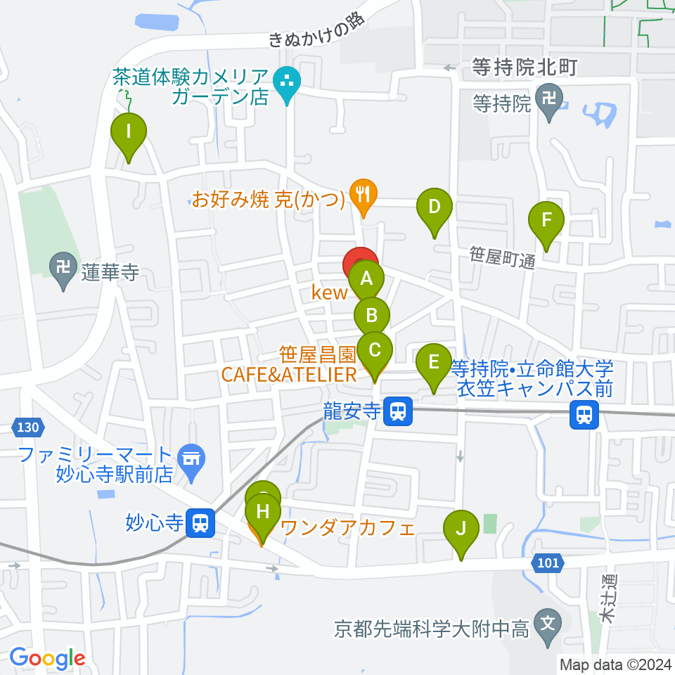 楽奏 gasso music studio周辺のカフェ一覧地図