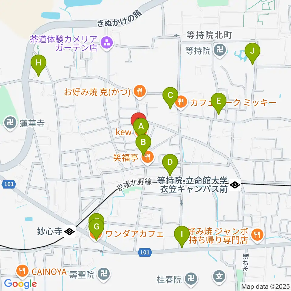 楽奏 gasso music studio周辺のカフェ一覧地図