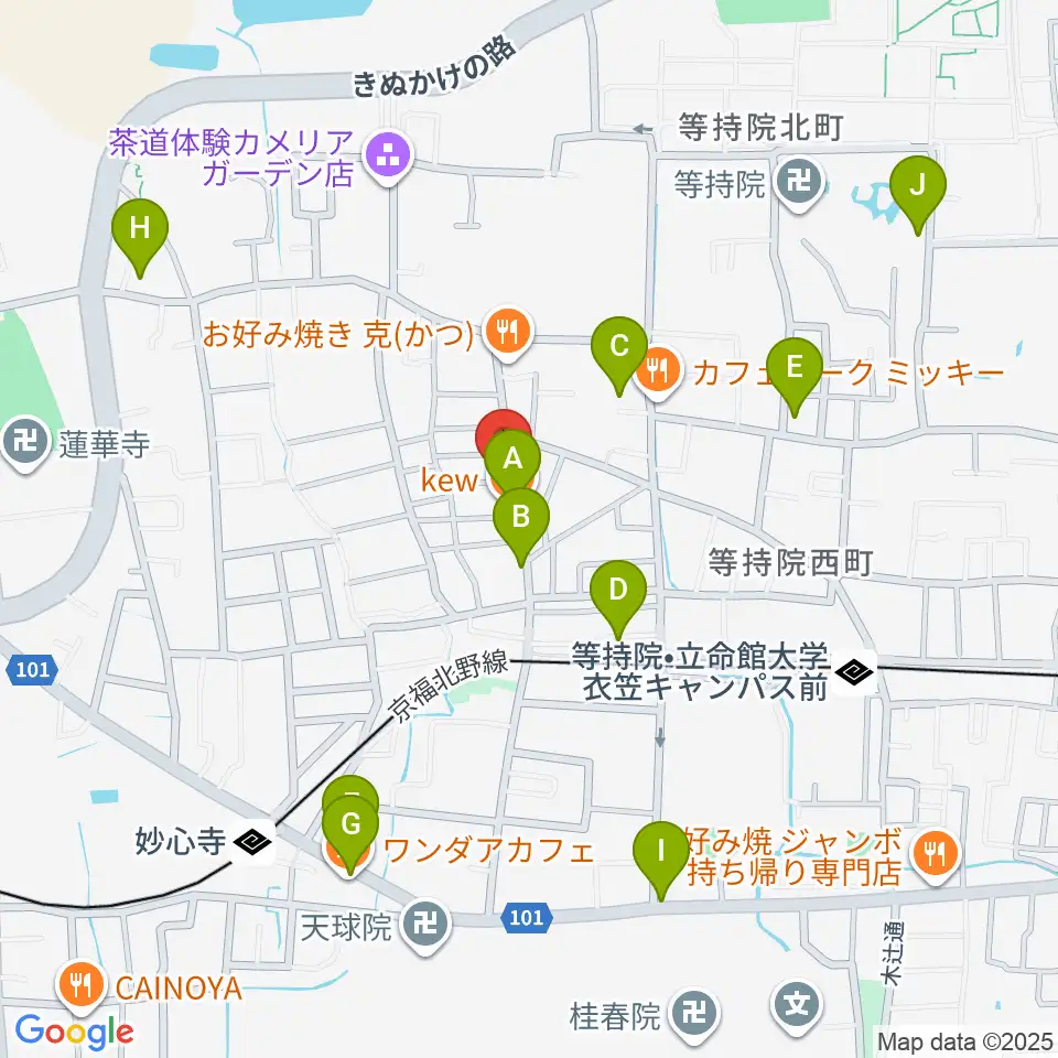 楽奏 gasso music studio周辺のカフェ一覧地図