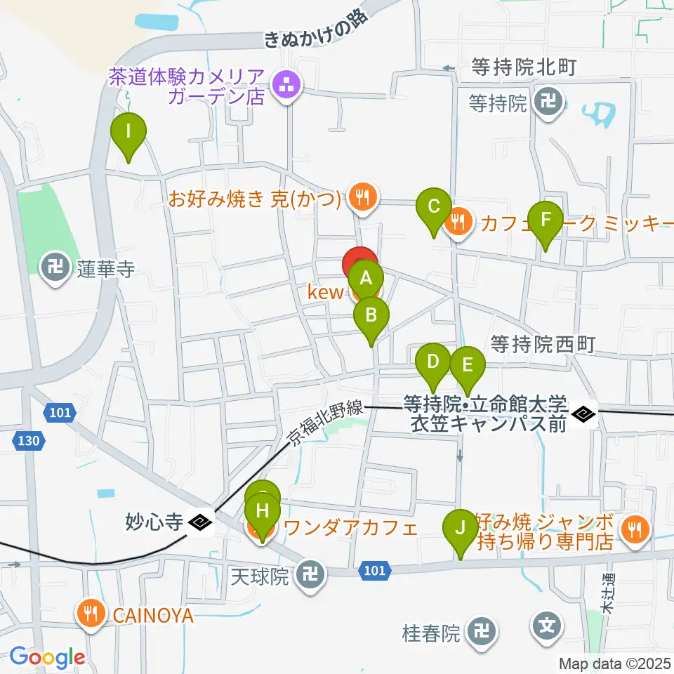 楽奏 gasso music studio周辺のカフェ一覧地図