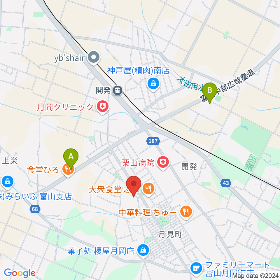 アルパカ音楽教室周辺のカフェ一覧地図