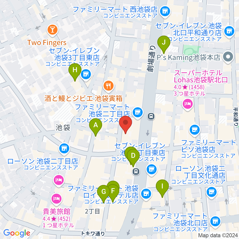 池袋P's Bar周辺のカフェ一覧地図