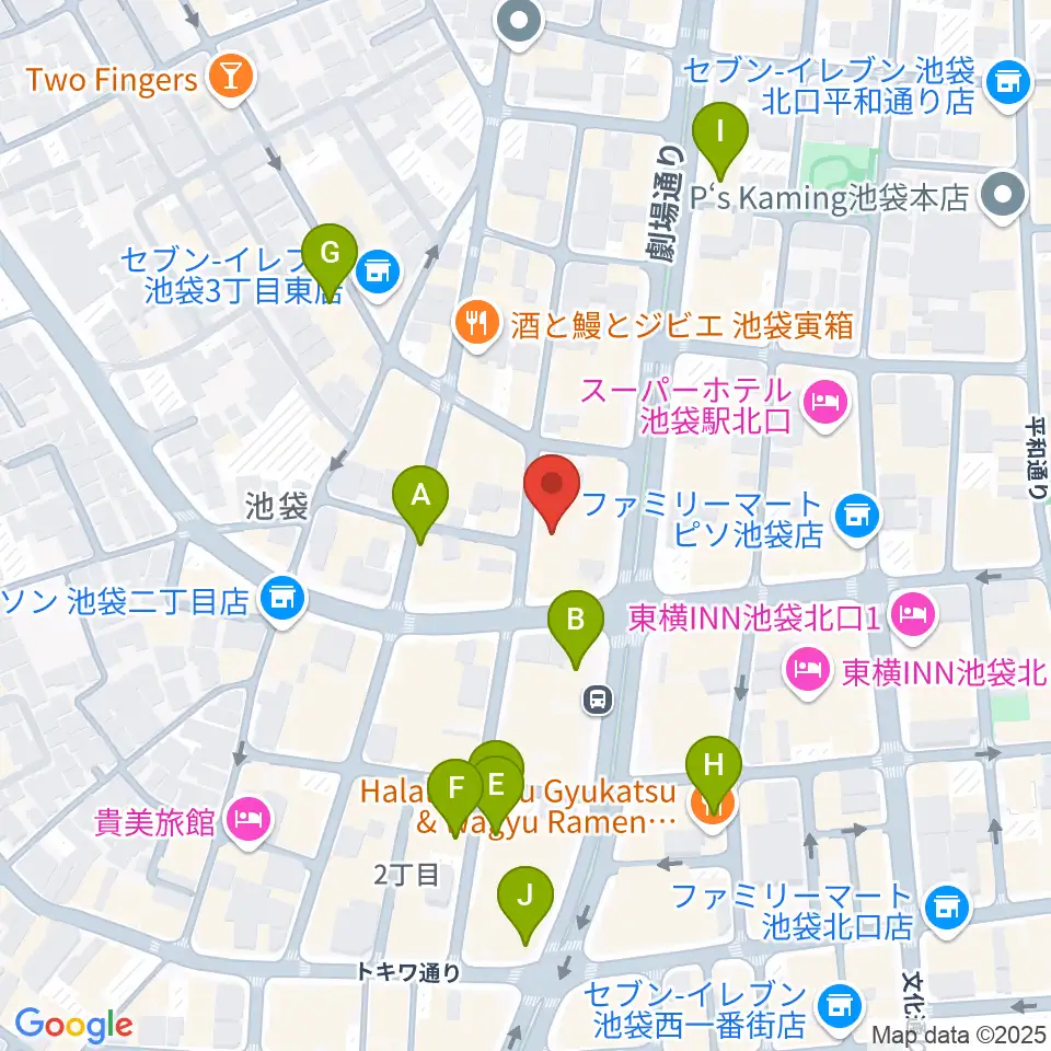池袋P's Bar周辺のカフェ一覧地図