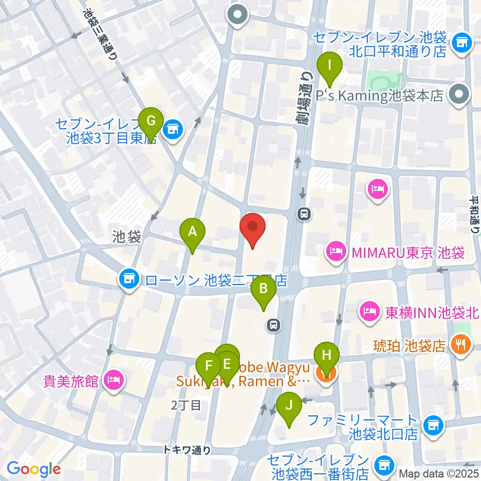 池袋P's Bar周辺のカフェ一覧地図