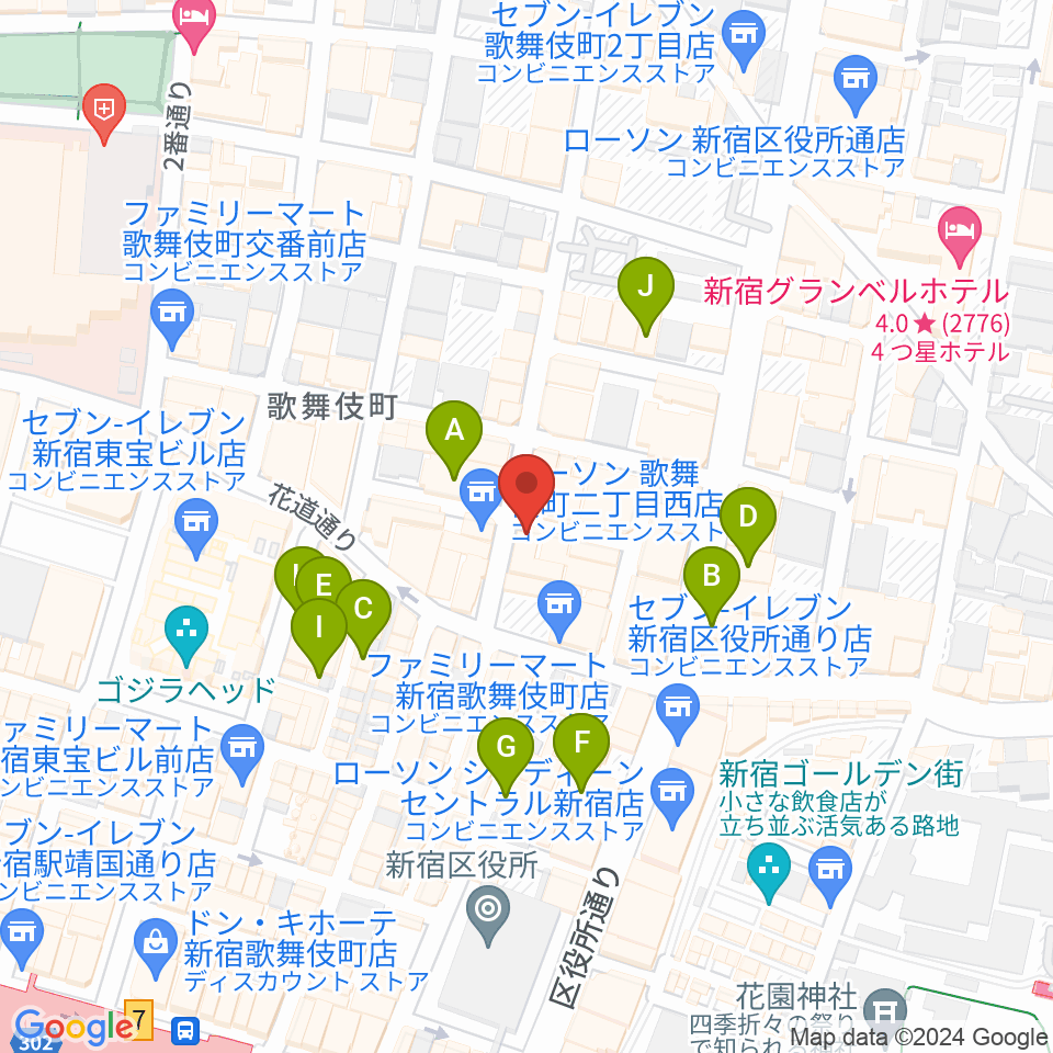 新宿club SCIENCE周辺のカフェ一覧地図