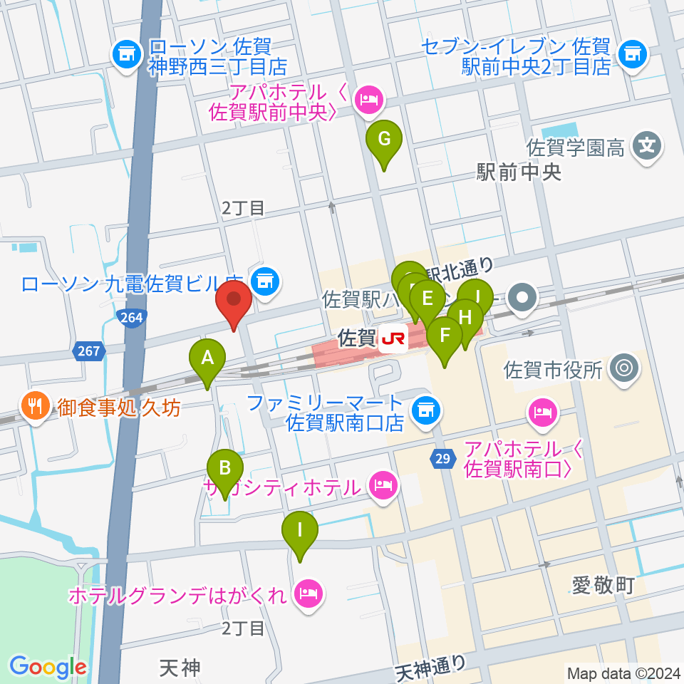 小川楽器 佐賀店周辺のカフェ一覧地図