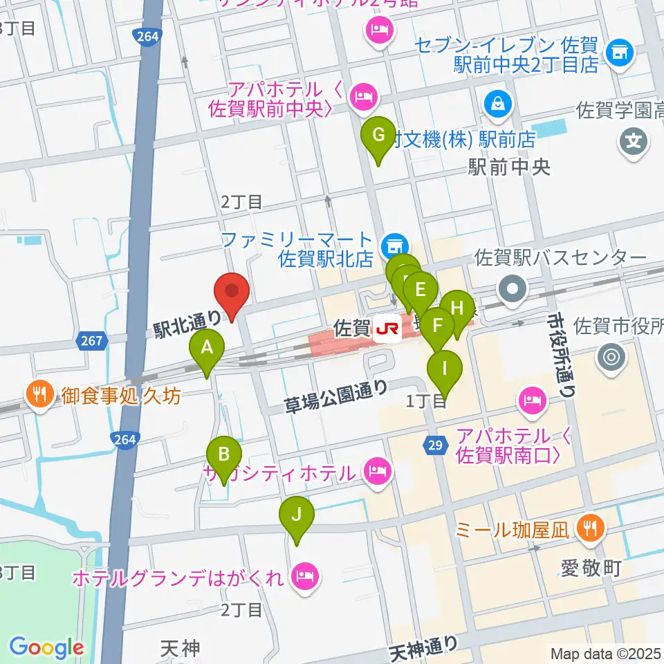 小川楽器 佐賀店周辺のカフェ一覧地図