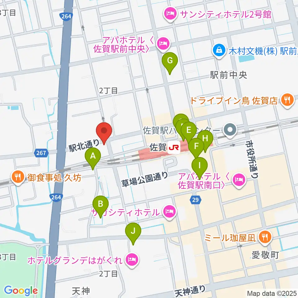小川楽器 佐賀店周辺のカフェ一覧地図