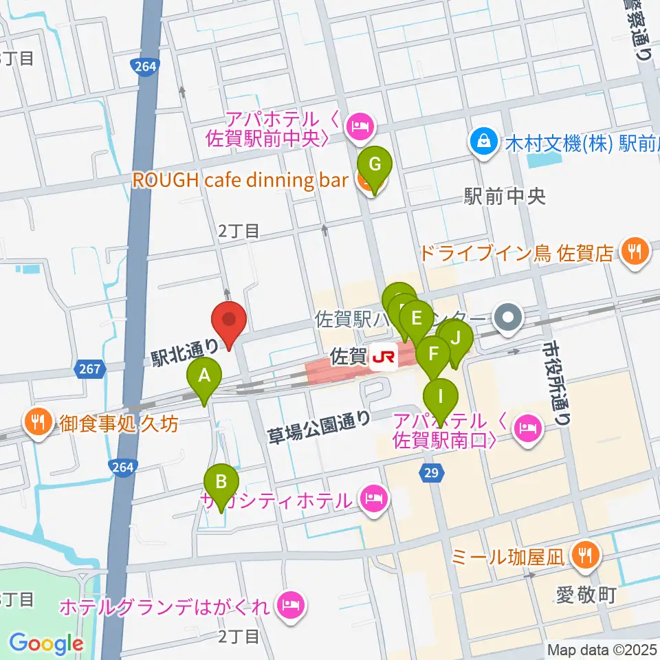 小川楽器 佐賀店周辺のカフェ一覧地図