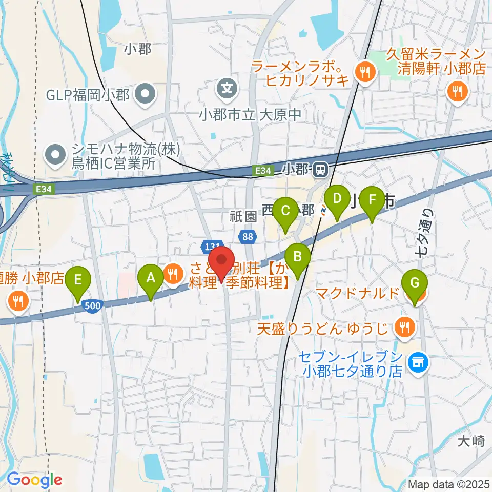 小川楽器 小郡店周辺のカフェ一覧地図