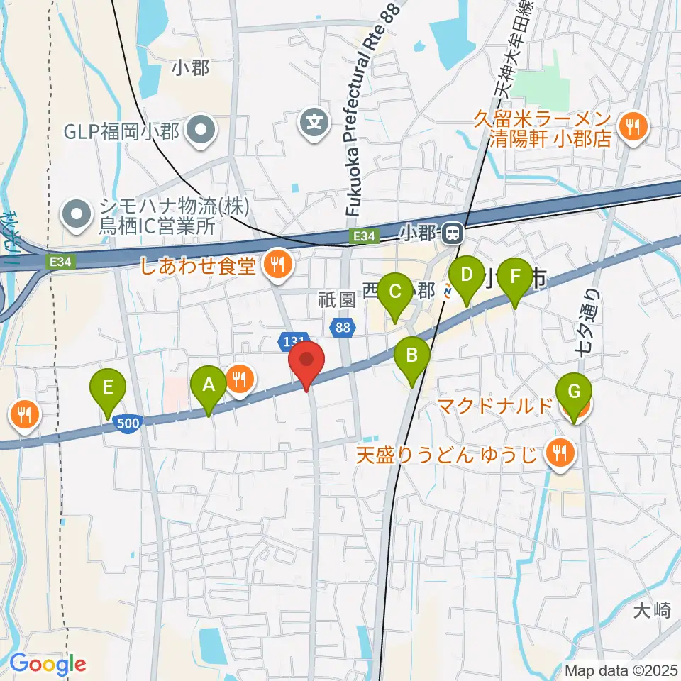 小川楽器 小郡店周辺のカフェ一覧地図
