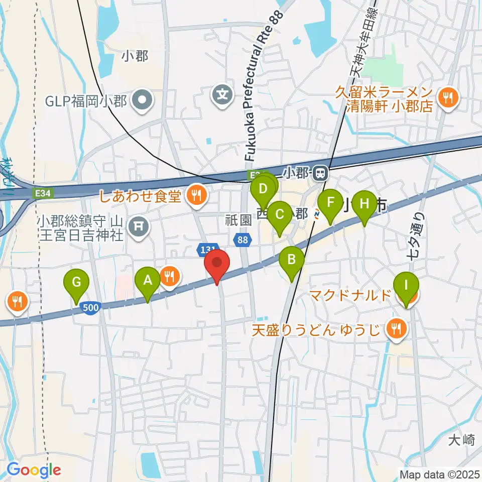 小川楽器 小郡店周辺のカフェ一覧地図