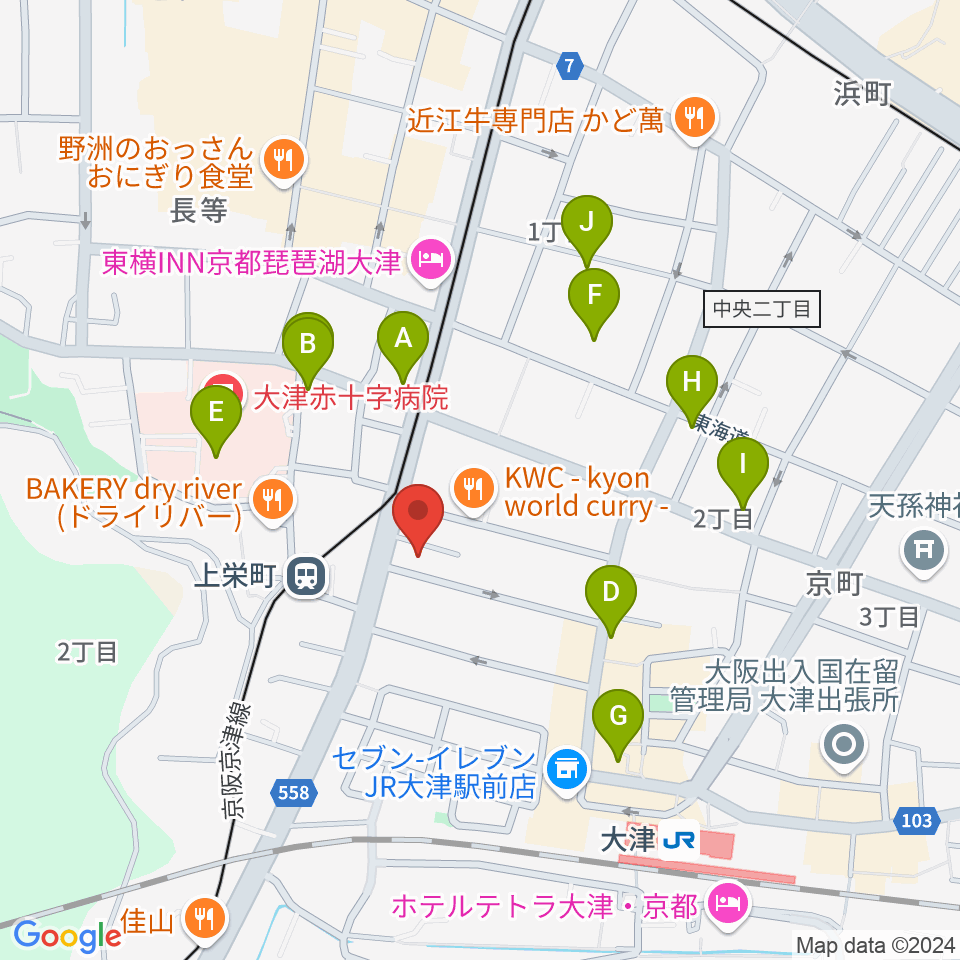 奏美ホール周辺のカフェ一覧地図