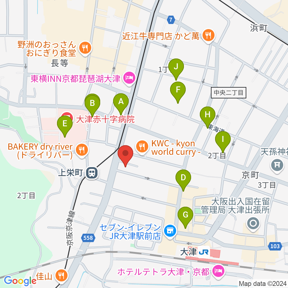 奏美ホール 防音練習室周辺のカフェ一覧地図