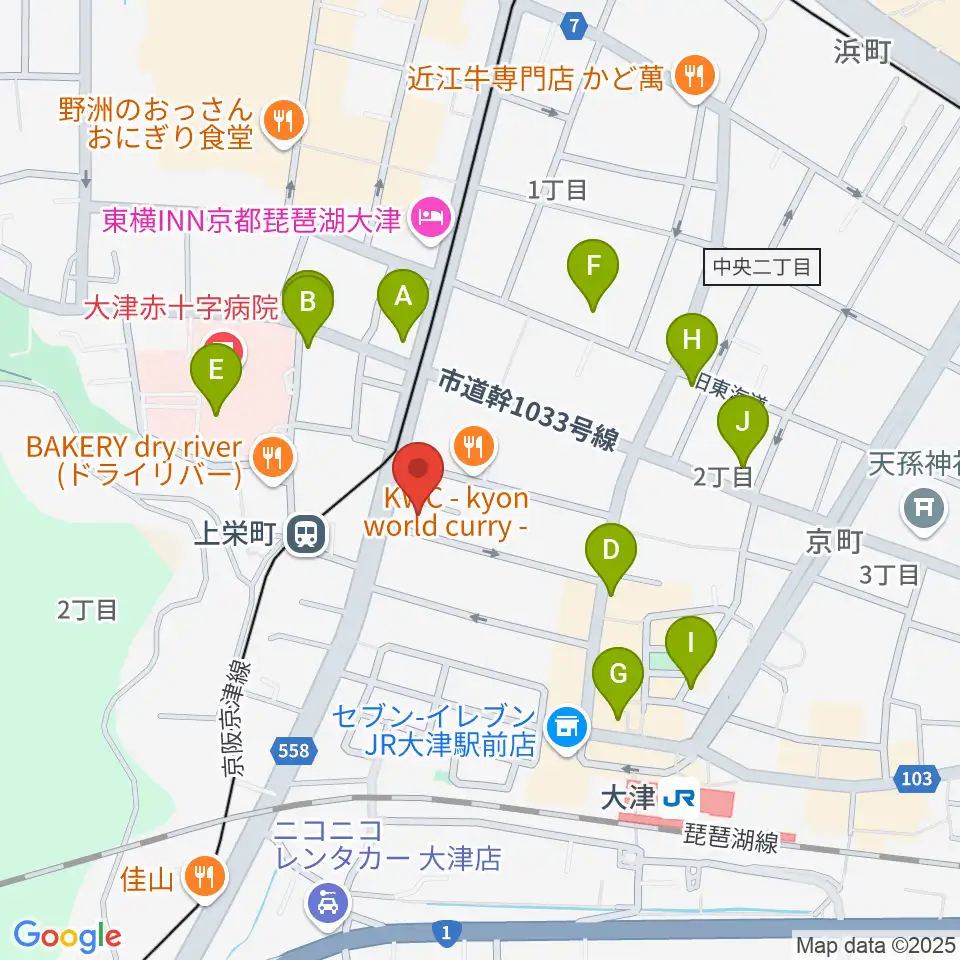 奏美ホール 防音練習室周辺のカフェ一覧地図
