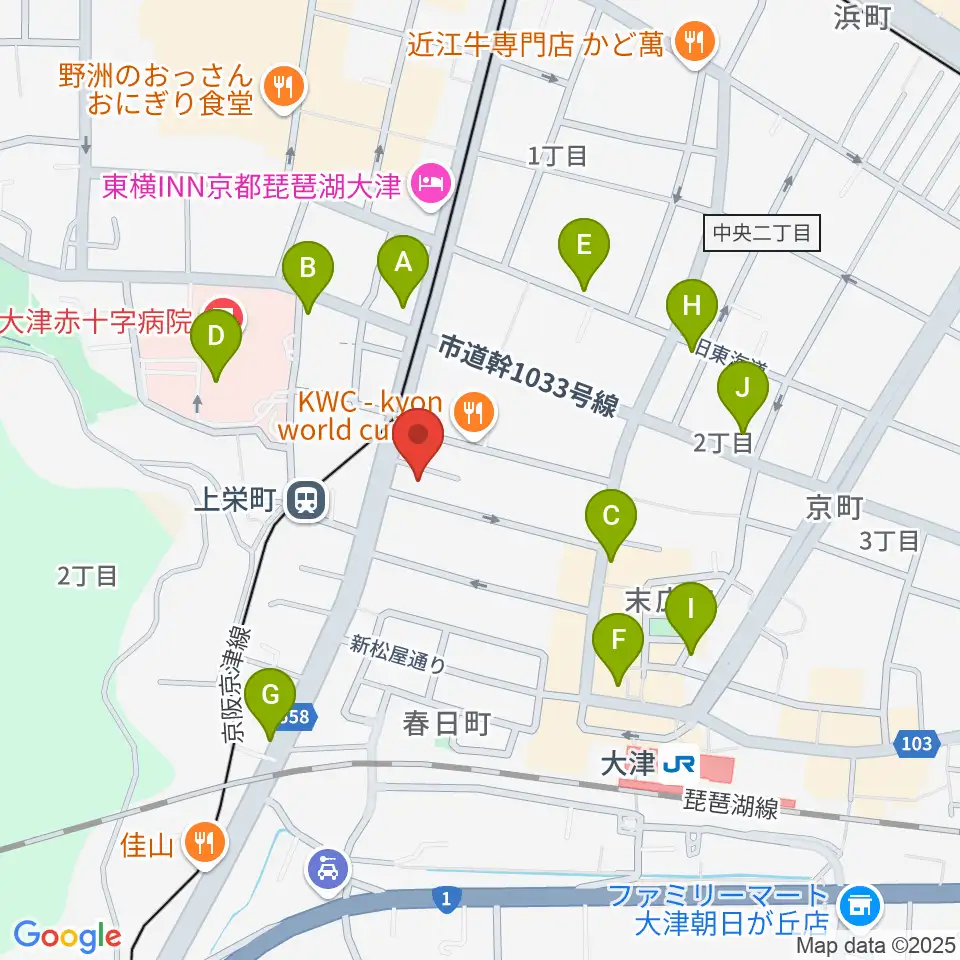 奏美ホール 防音練習室周辺のカフェ一覧地図