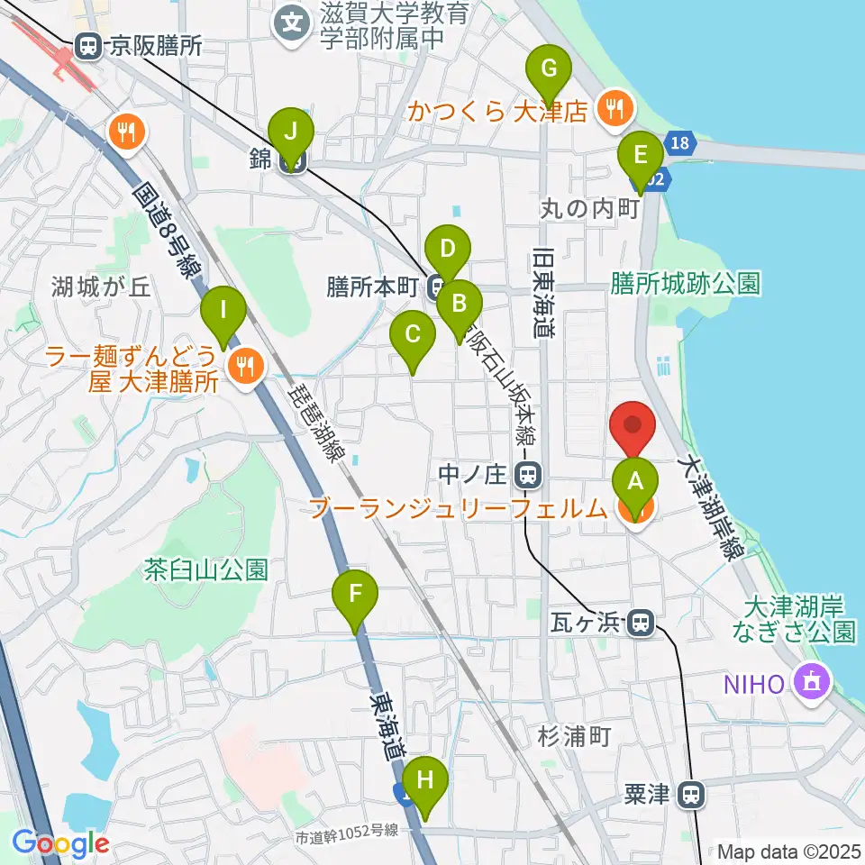 大津市フィガロホール周辺のカフェ一覧地図