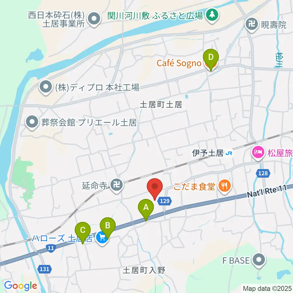 土居文化会館ユーホール周辺のカフェ一覧地図
