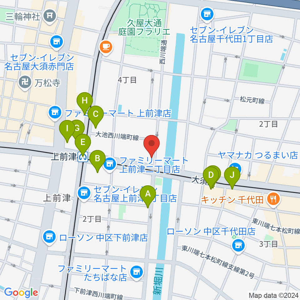 名古屋大須OYS周辺のカフェ一覧地図