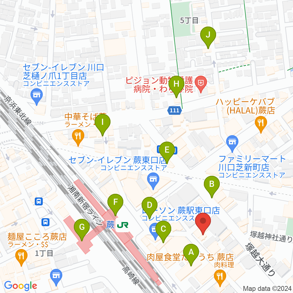 蕨OurDelight周辺のカフェ一覧地図