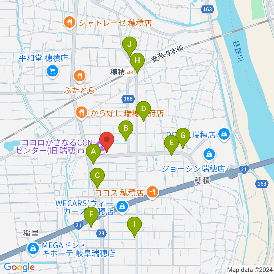 ココロかさなるCNNセンター周辺のカフェ一覧地図