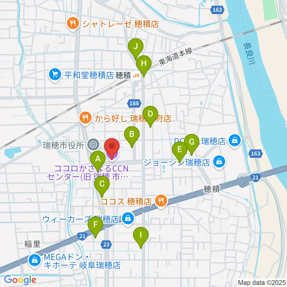 ココロかさなるCNNセンター周辺のカフェ一覧地図