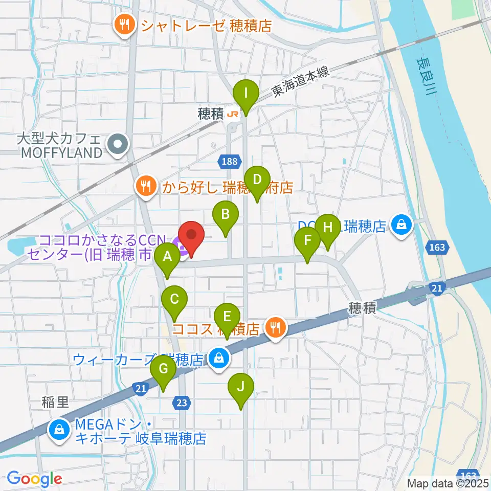 ココロかさなるCNNセンター周辺のカフェ一覧地図