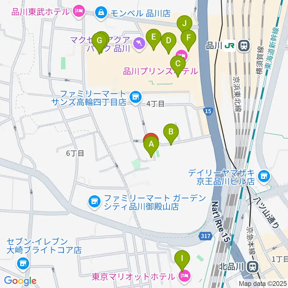 高輪プリンセスガルテン アンビエンテ/アンディムジーク周辺のカフェ一覧地図