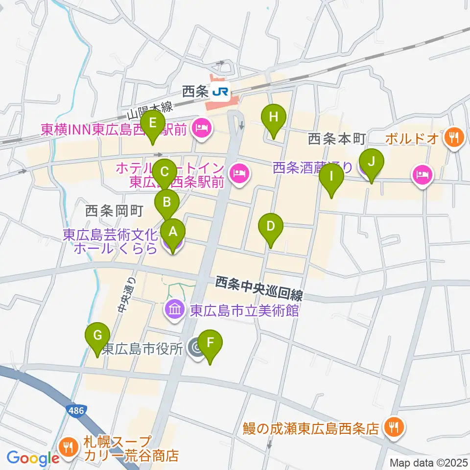東広島芸術文化ホールくらら周辺のカフェ一覧地図