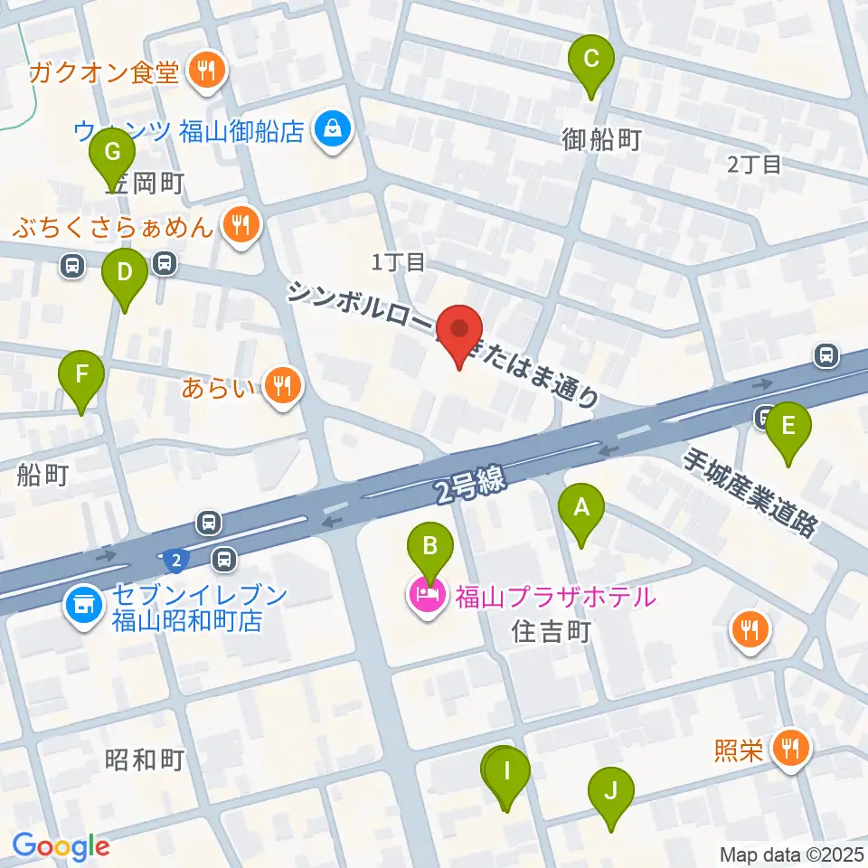 福山ガンズ周辺のカフェ一覧地図