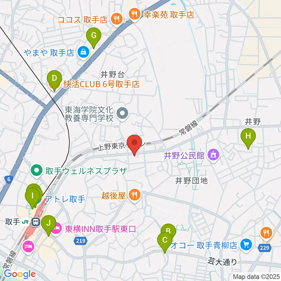 取手Atelier ju-tou（アトリエ ジュトウ）周辺のカフェ一覧地図