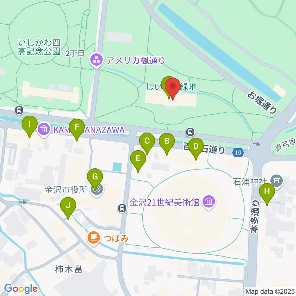 しいのき迎賓館周辺のカフェ一覧地図