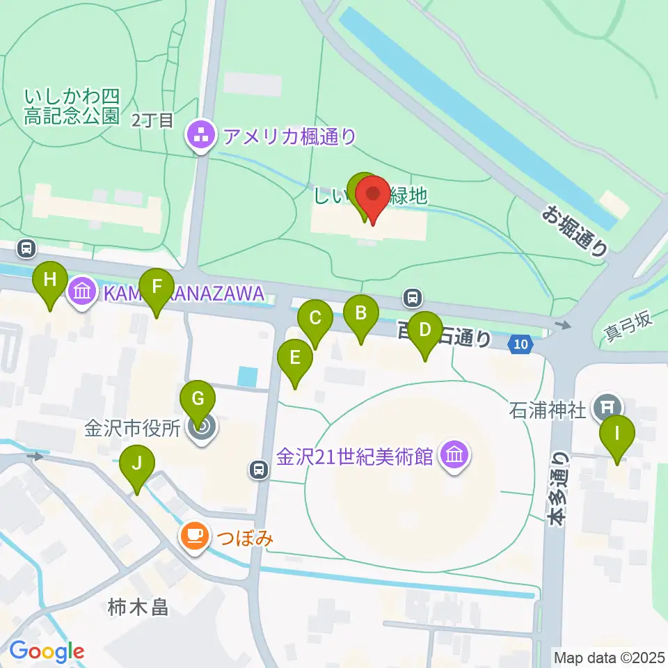 しいのき迎賓館周辺のカフェ一覧地図