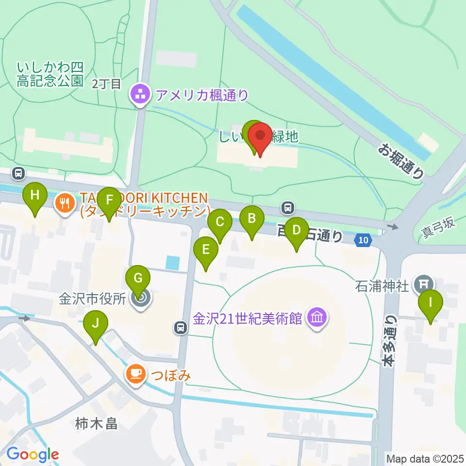 しいのき迎賓館周辺のカフェ一覧地図