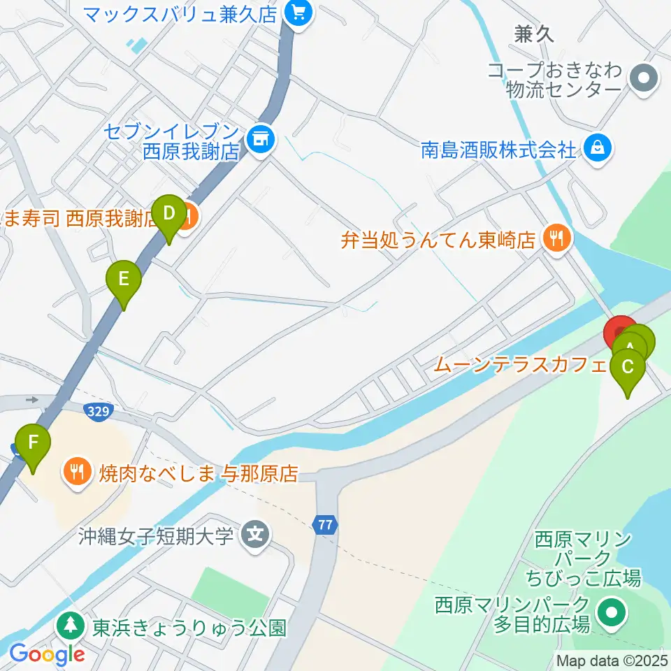 ムーンテラス東崎 Sairaiin音楽堂周辺のカフェ一覧地図