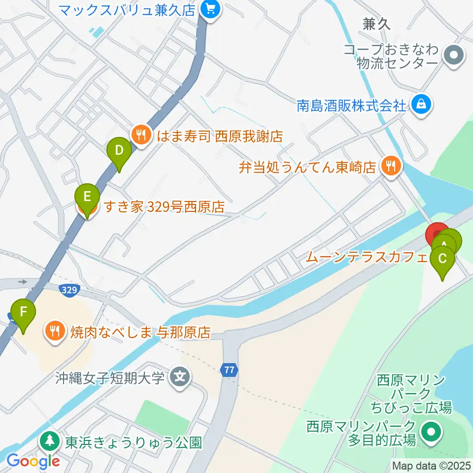 ムーンテラス東崎 Sairaiin音楽堂周辺のカフェ一覧地図