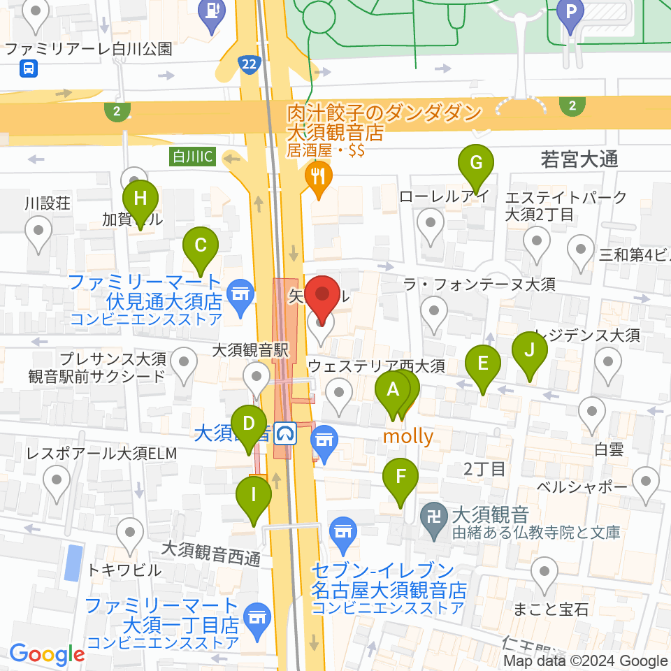 名古屋エレクトリックレディランド周辺のカフェ一覧地図