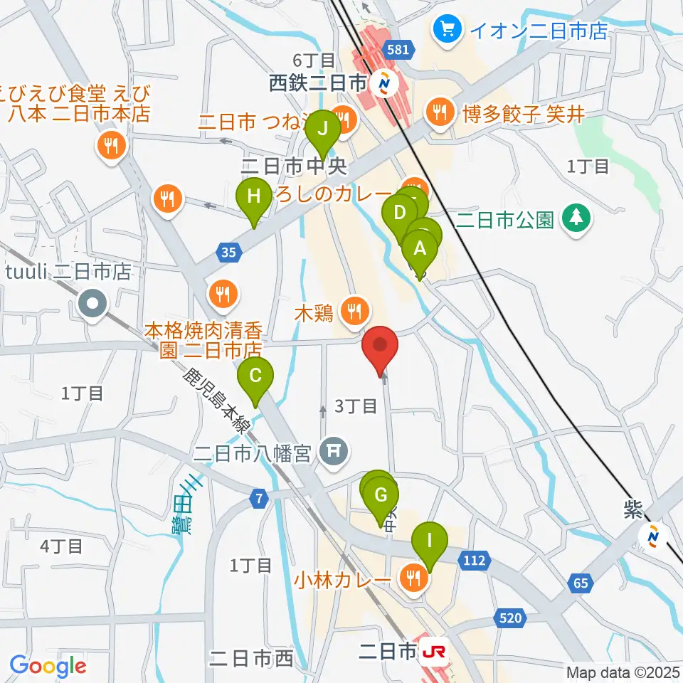 二日市ムーヴメント周辺のカフェ一覧地図