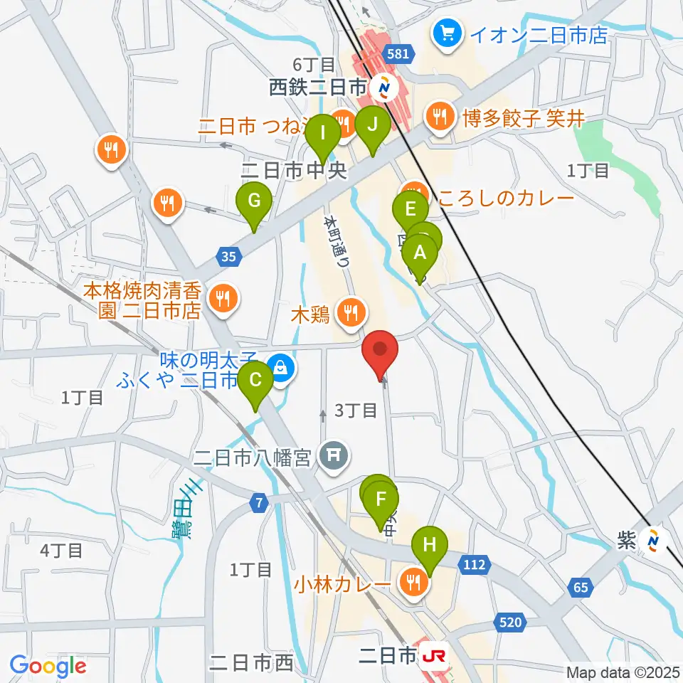 二日市ムーヴメント周辺のカフェ一覧地図