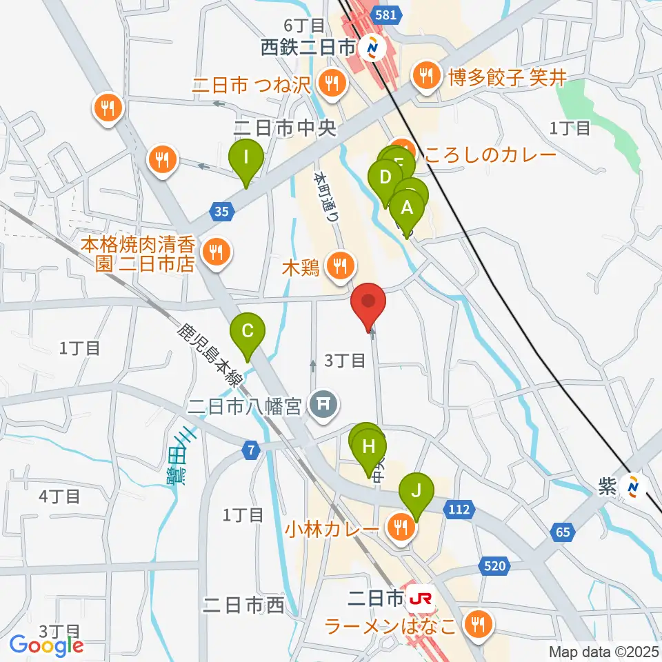 二日市ムーヴメント周辺のカフェ一覧地図