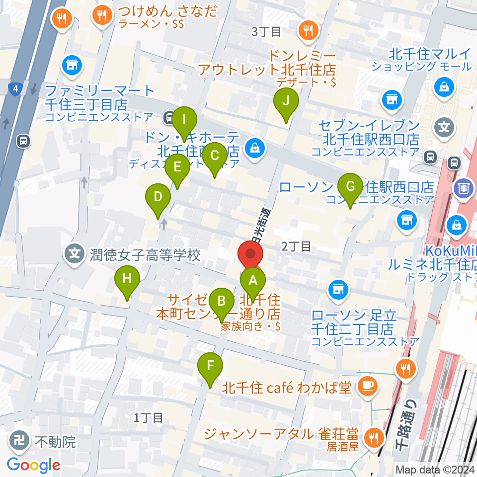 北千住Cub周辺のカフェ一覧地図