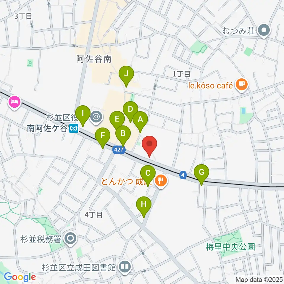 ニュースター楽器 阿佐ヶ谷センター周辺のカフェ一覧地図