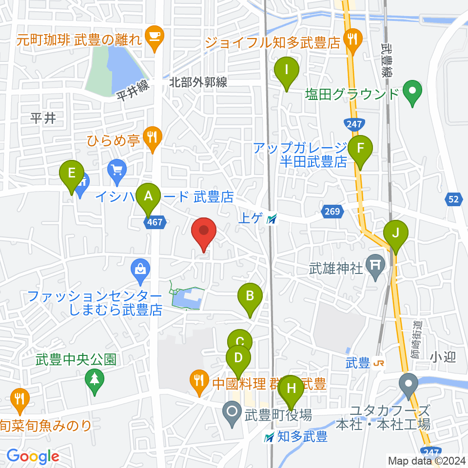 ガレージエス周辺のカフェ一覧地図