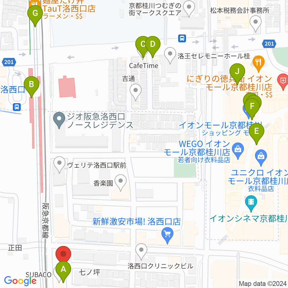 桂川ベアティホール周辺のカフェ一覧地図