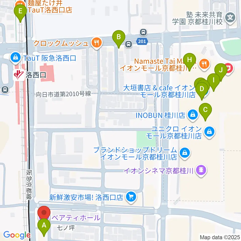 桂川ベアティホール周辺のカフェ一覧地図