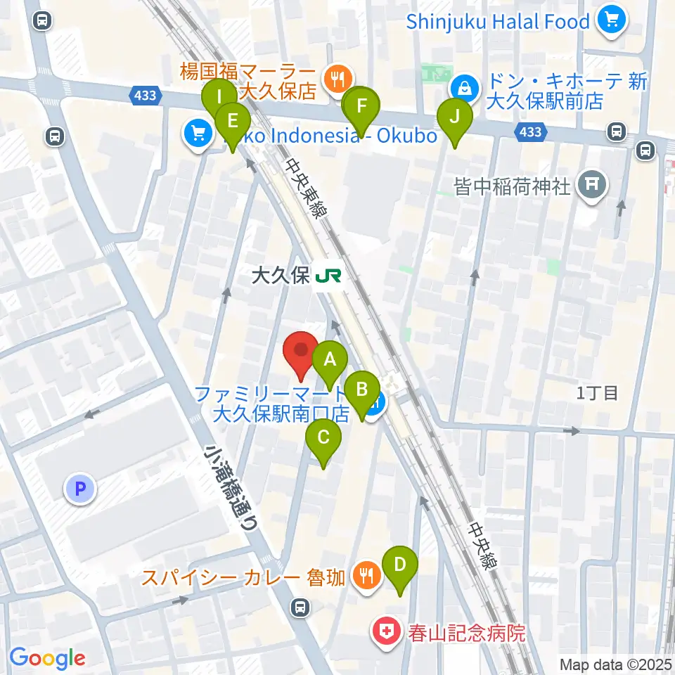 ジェットワン周辺のカフェ一覧地図