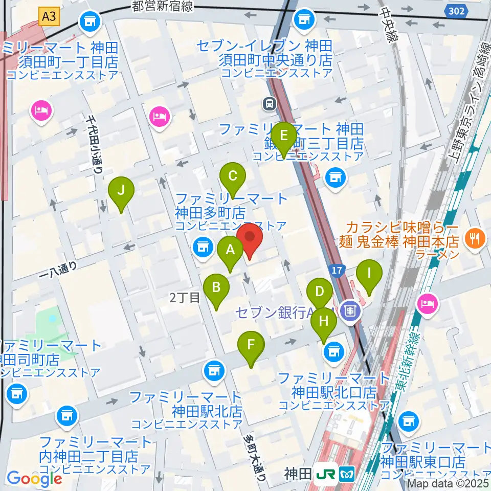 神田Jazz spot Step!周辺のカフェ一覧地図