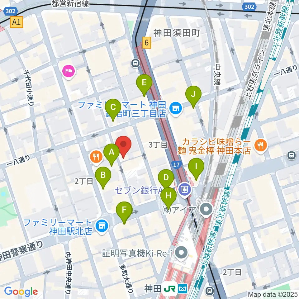 神田Jazz spot Step!周辺のカフェ一覧地図