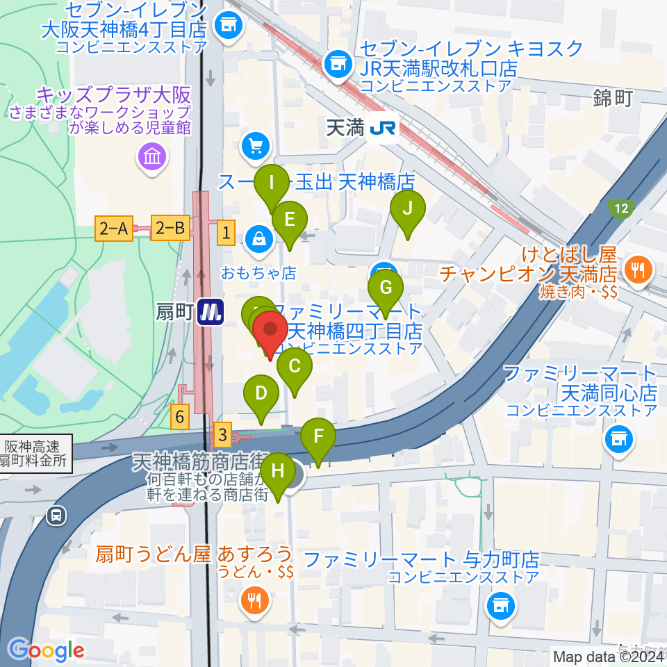 扇町para-dice周辺のカフェ一覧地図