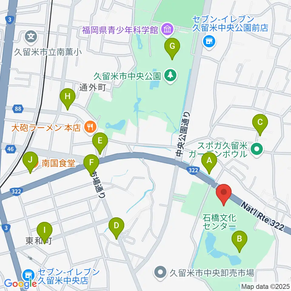石橋文化会館周辺のカフェ一覧地図